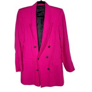 Zara Woman Small S Hot Pink Double Breasted Oversized Fit Blazer Jacket Notched
